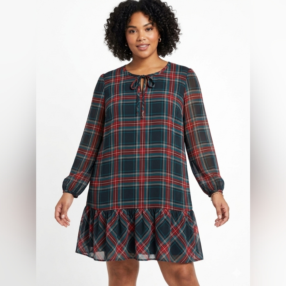 NWT Draper James Tie Neck Flounce Shift Dress